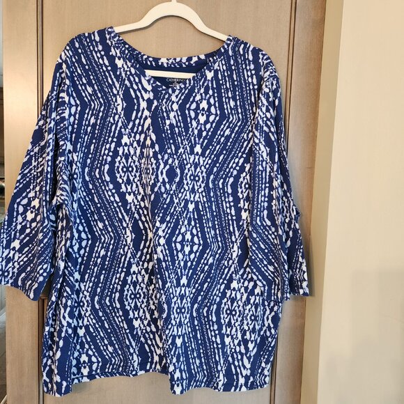 Liz&Me by Catherines Blue & White Shirt Size 2X (22/24W) - Picture 2 of 6